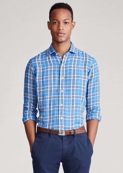 Camisa Polo Ralph Lauren Classic Fit Plaid Linen Homem 96041-NAXM